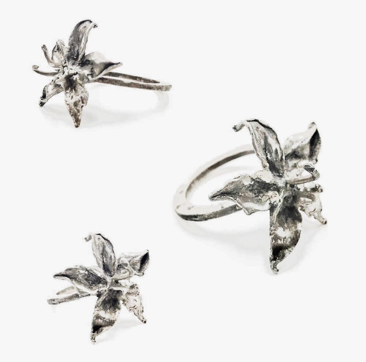Orchid silver ring