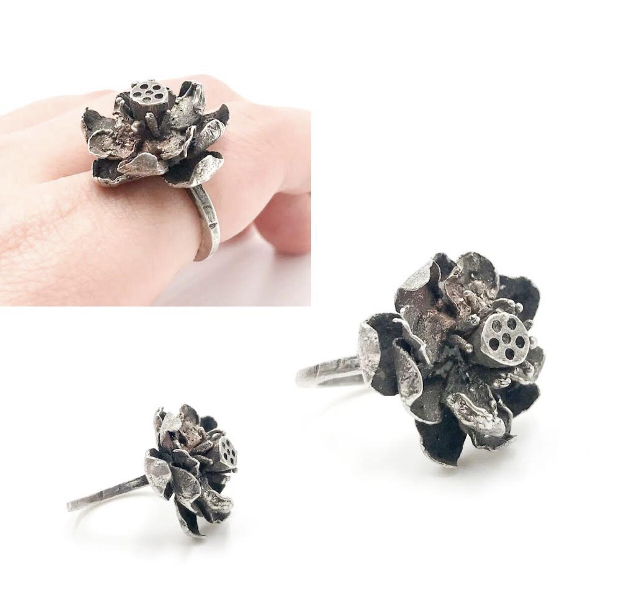 Lotus silver ring